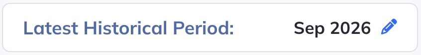 Choose the last completed historical period before refreshing actuals.