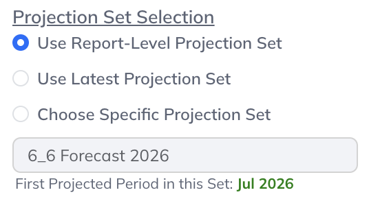 Set a report default or override the Projection Set for an individual object.