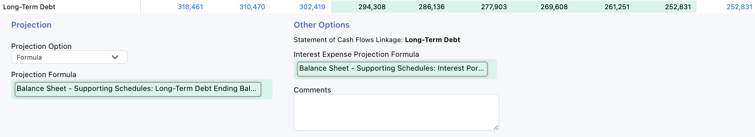 Forecast the debt balance and the interest expense that flows to the Income Statement.