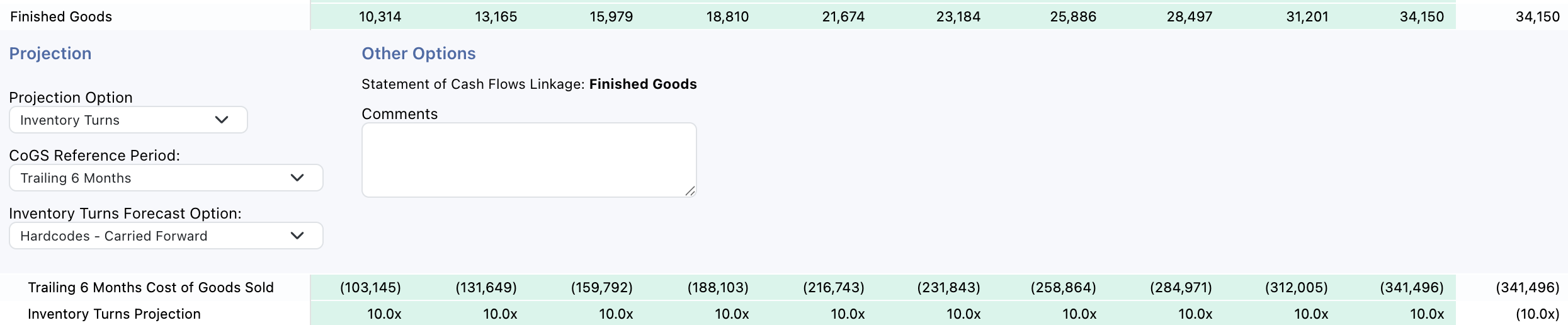 Use Inventory Turns or Days Inventory Outstanding to forecast inventory.