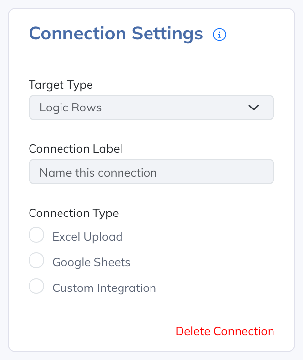 Choose individual Logic Rows or an eligible Collection Table as the data target.