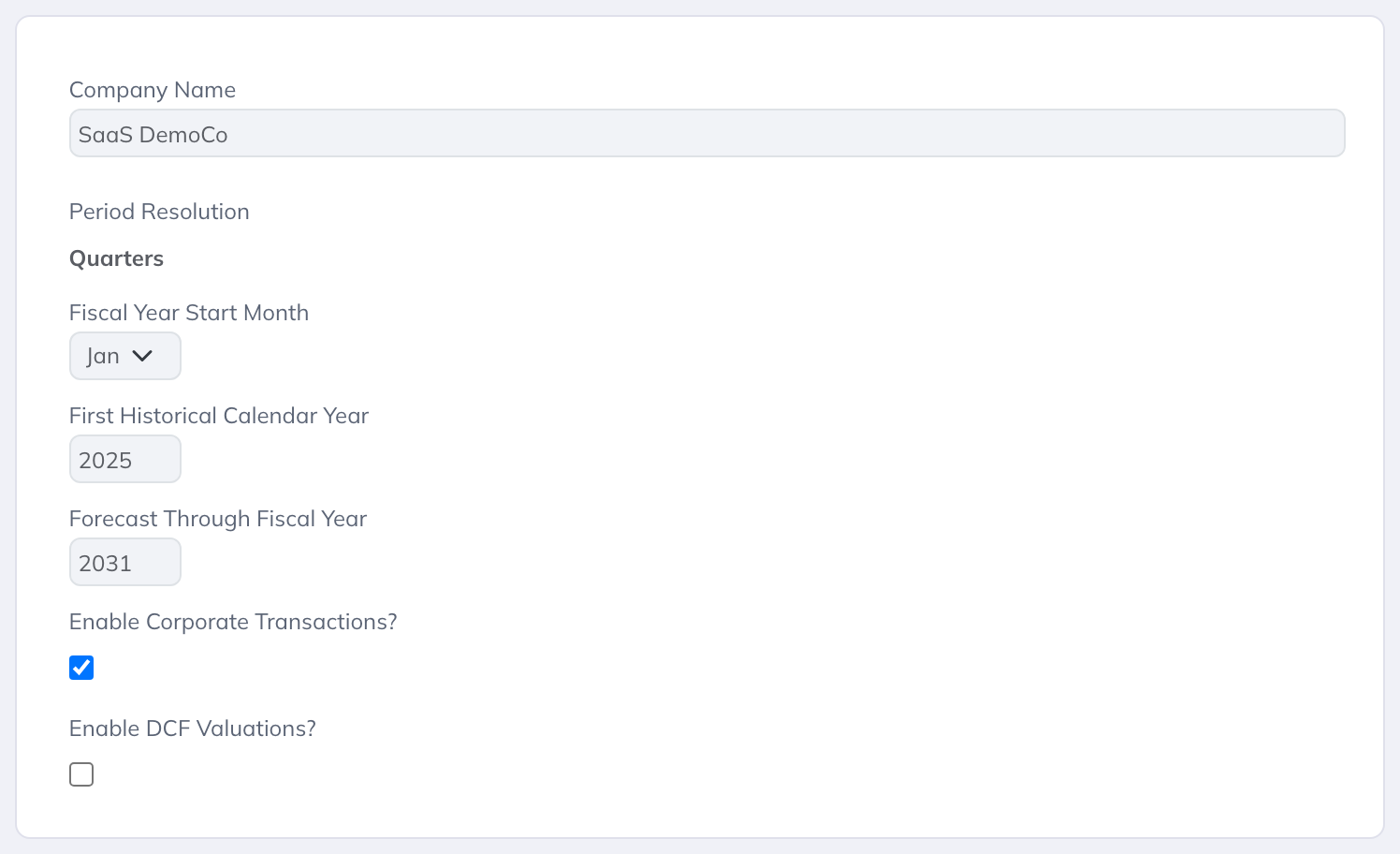 Enable Corporate Transactions in Configuration when the company and account support it.
