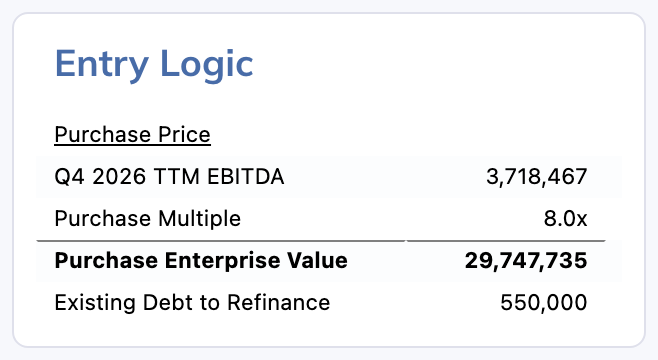 Define the one-time assumptions evaluated at transaction entry.