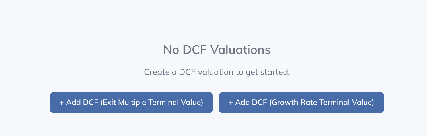 Choose a terminal-value method to create the first DCF scenario.