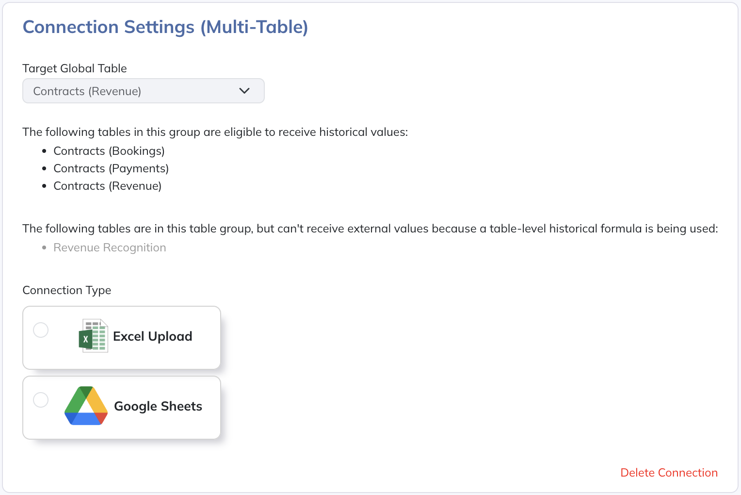 Load a Standard Collection Table and its eligible One-to-One tables from one connection.