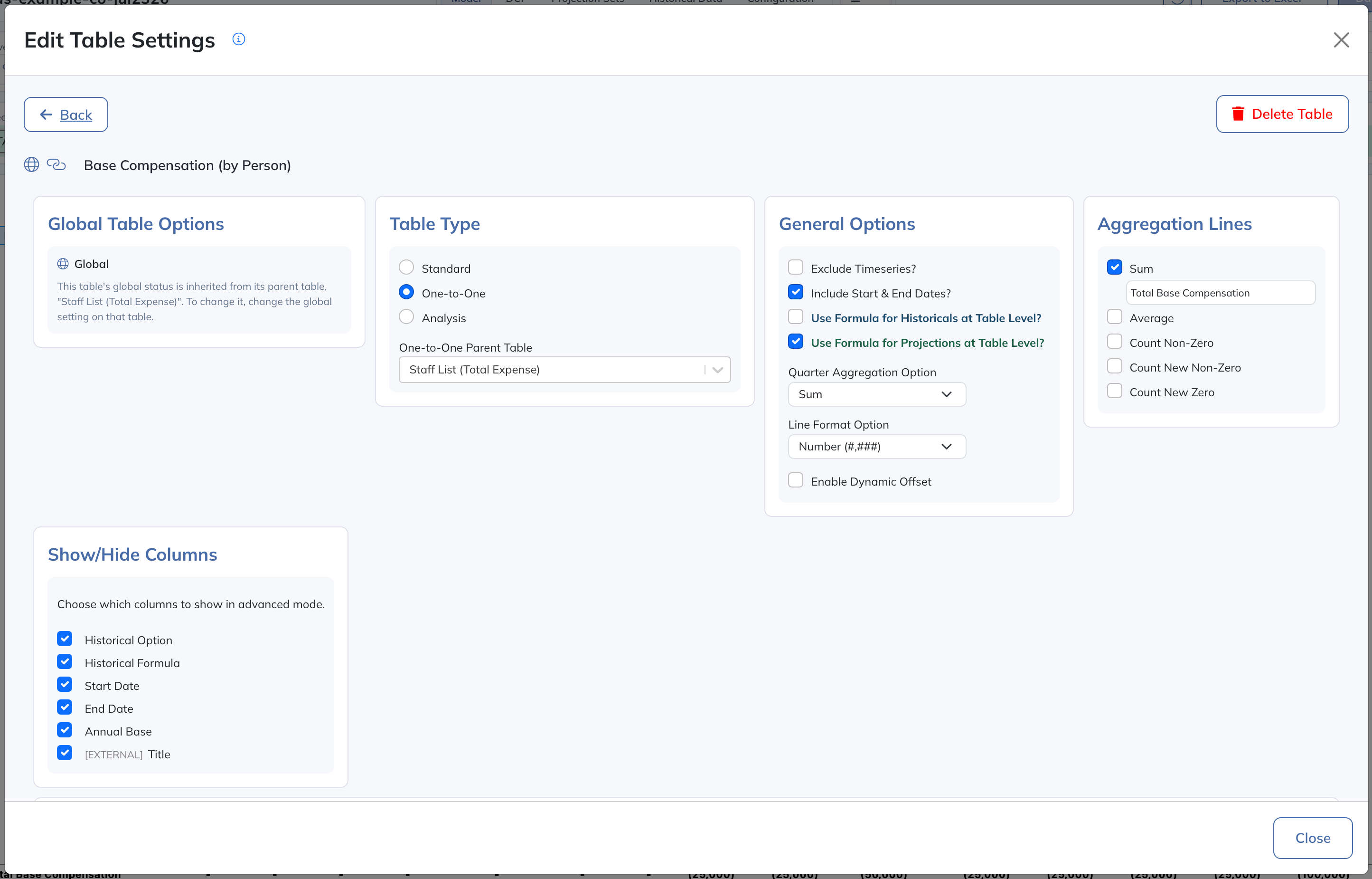 Configure a Collection Table’s structure, scope, formulas, and visible columns.